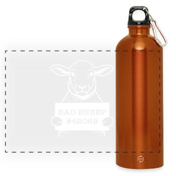 Mauvais mouton – Motif drôle de mouton - Gourde panoramique avec mousqueton 750 ml - orange - Devant