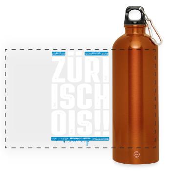 Zürich / Züri isch ois / T-Shirt / Hoodie - Panorama Trinkflasche mit Karabiner 750 ml - Orange - Vorne