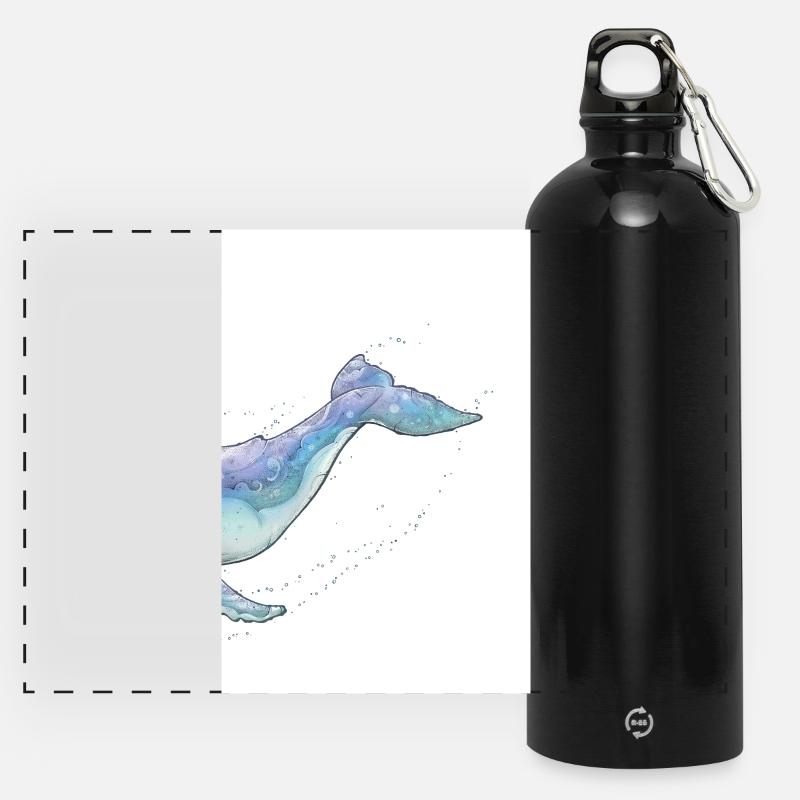 Baleine à bosse - Gourde panoramique avec mousqueton 750 ml - noir