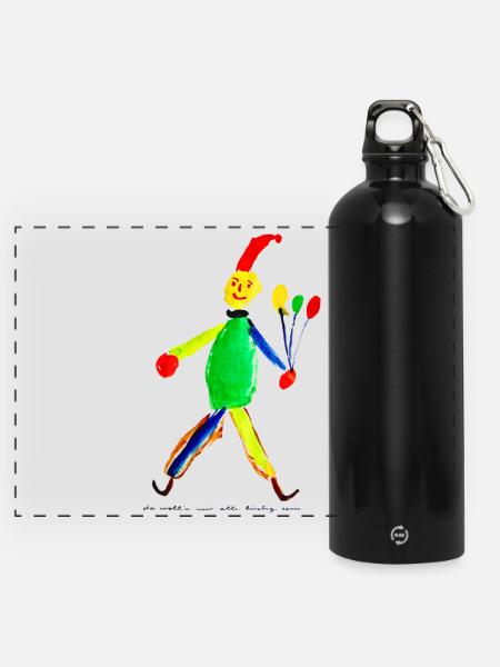 Hampelmann - Panorama Trinkflasche mit Karabiner 750 ml - Schwarz