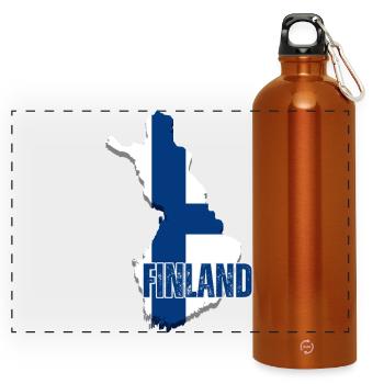Finnish pride, flag of Finland - Panoramic Drinks Bottle with Carabiner 750 ml - burnt orange - Front