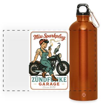 Miss Sparkplug – Zündfunke Garage Queen - Panorama Trinkflasche mit Karabiner 750 ml - Orange - Vorne