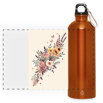 Floral bouquet with butterflies - Panoramic Drinks Bottle with Carabiner 750 ml - burnt orange - Front