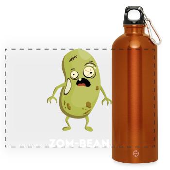 Zom-bean – Funny Zombie Bean Pun - Panoramic Drinks Bottle with Carabiner 750 ml - burnt orange - Front