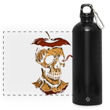 Dunkler Apfelschädel - Panorama Trinkflasche mit Karabiner 750 ml - Schwarz - Vorne