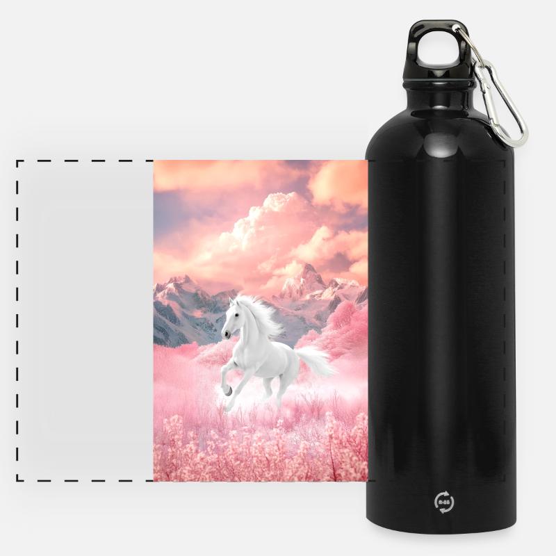Cheval - Gourde panoramique avec mousqueton 750 ml - noir