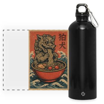 Ukiyoe FuDog Noodle Wave - Panoramic Drinks Bottle with Carabiner 750 ml - black - Front