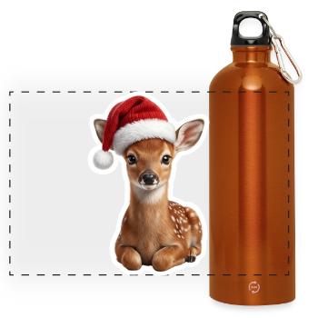 Faon timide dans la forêt de Noël - Gourde panoramique avec mousqueton 750 ml - orange - Devant