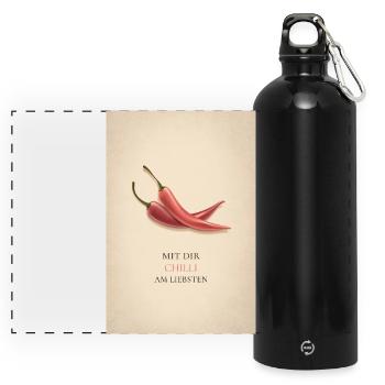 Avec toi, Chilli au meilleur - Gourde panoramique avec mousqueton 750 ml - noir - Devant