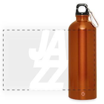Kühnes Jazzmusik-Logo-Design - Panorama Trinkflasche mit Karabiner 750 ml - Orange - Vorne