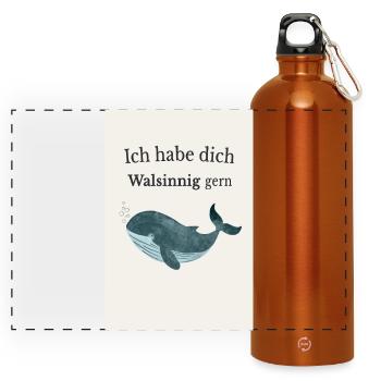 Affiche de baleine amoureuse – Germe de Walsinnig - Gourde panoramique avec mousqueton 750 ml - orange - Devant