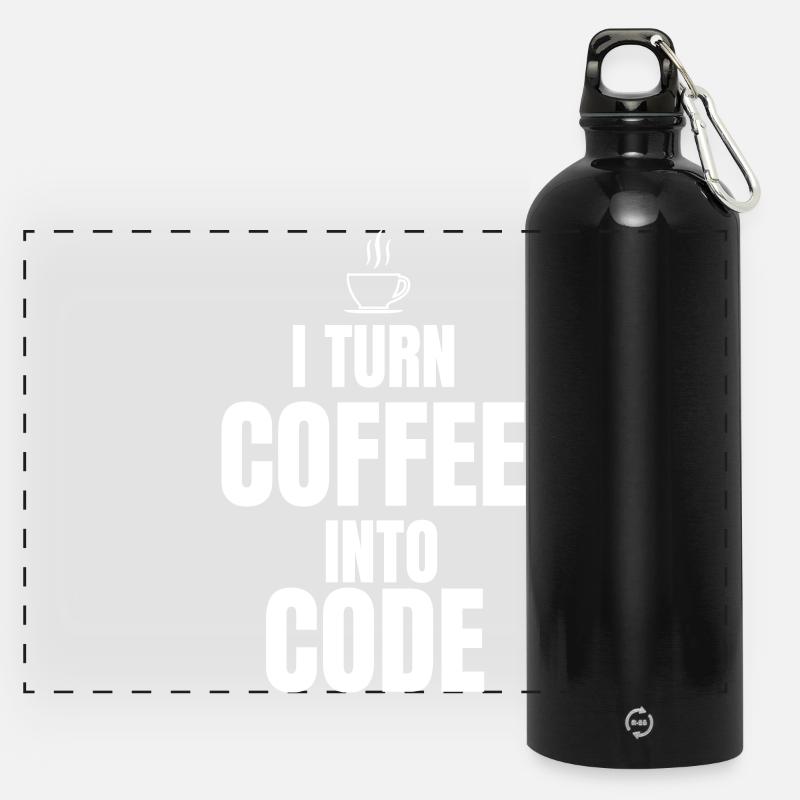 Je transforme le café en code - Gourde panoramique avec mousqueton 750 ml - noir