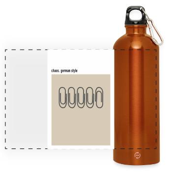 Chaos – German Style Paper Clips Beige - Panoramic Drinks Bottle with Carabiner 750 ml - burnt orange - Front