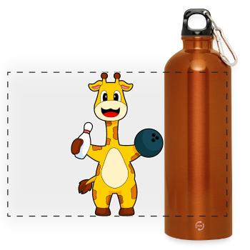Boule de bowling girafe - Gourde panoramique avec mousqueton 750 ml - orange - Devant