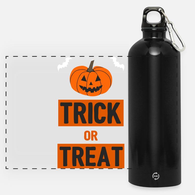 Süßigkeiten oder ein Zauberspruch - Halloween - Panorama Trinkflasche mit Karabiner 750 ml - Schwarz