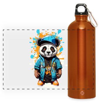 Panda Bear - Panoramic Drinks Bottle with Carabiner 750 ml - burnt orange - Front