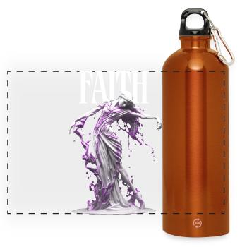 Glaube Hoffnung Liebe macht Stark - Panorama Trinkflasche mit Karabiner 750 ml - Orange - Vorne