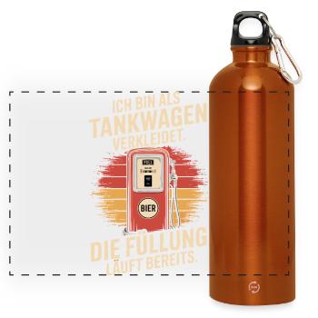 Carnival Disguised as a Tanker Truck Bachelor Party Costume Beer - Panoramic Drinks Bottle with Carabiner 750 ml - burnt orange - Front