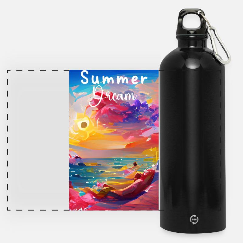 Summer Dream - Panoramic Drinks Bottle with Carabiner 750 ml - black