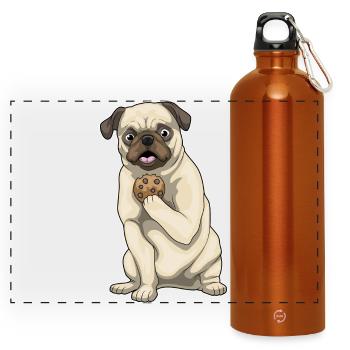 Pug Cookie - Gourde panoramique avec mousqueton 750 ml - orange - Devant