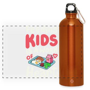 Cafeteria-Crew der Schulkantine - Panorama Trinkflasche mit Karabiner 750 ml - Orange - Vorne