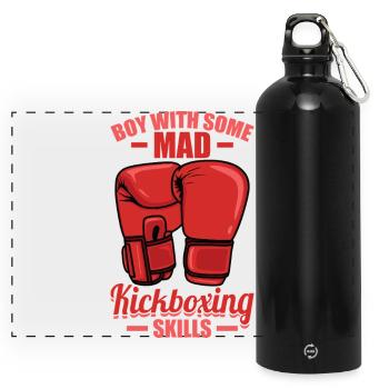 Kickboxer Boy - Panoramic Drinks Bottle with Carabiner 750 ml - black - Front