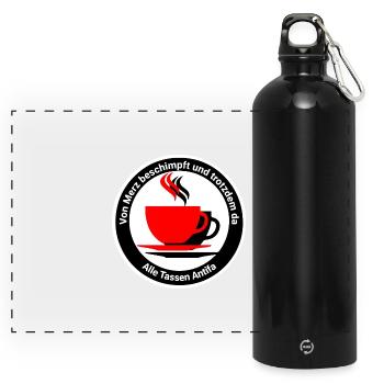 Alle Tassen Antifa - Panorama Trinkflasche mit Karabiner 750 ml - Schwarz - Vorne