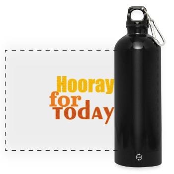 hooray for today - Panoramic Drinks Bottle with Carabiner 750 ml - black - Front