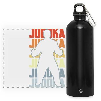 Vintage Judoka - Panorama Trinkflasche mit Karabiner 750 ml - Schwarz - Vorne