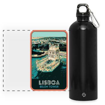 Tour de Belém au Portugal: Vue Marine - Gourde panoramique avec mousqueton 750 ml - noir - Devant