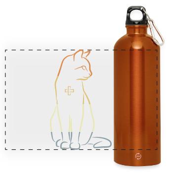 Veterinary Cat - Panoramic Drinks Bottle with Carabiner 750 ml - burnt orange - Front
