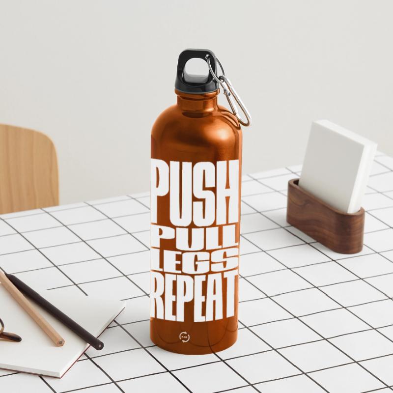PUSH PULL LEGS REPEAT Panoramic Drinks Bottle with Carabiner 750 ml