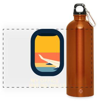 Flugbegleiter Kabinencrew Leben Luftfahrt - Panorama Trinkflasche mit Karabiner 750 ml - Orange - Vorne