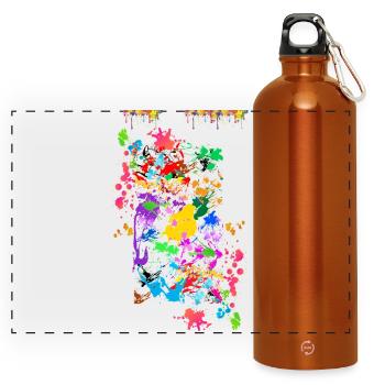 Abstrakte Farbspritzer - Panorama Trinkflasche mit Karabiner 750 ml - Orange - Vorne
