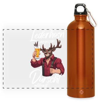 Lederhosen forgotten Bavarian dialect beer tent - Panoramic Drinks Bottle with Carabiner 750 ml - burnt orange - Front