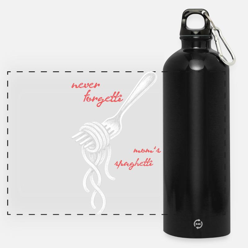 Never Forgetti Spaghetti Fork Drawing - Panoramic Drinks Bottle with Carabiner 750 ml - black