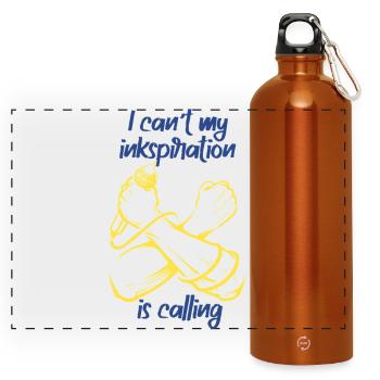 Poetry Slam Tintenspiration Slam-poesie - Panorama Trinkflasche mit Karabiner 750 ml - Orange - Vorne