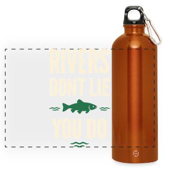 Fliegenfischen In Nordgewässern – - Panorama Trinkflasche mit Karabiner 750 ml - Orange - Vorne