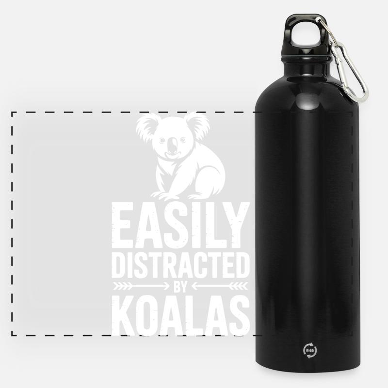 Koala Sayings Koalas Funny Koala Gift - Panoramic Drinks Bottle with Carabiner 750 ml - black