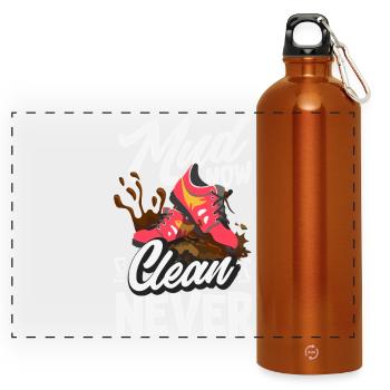 Mädchen Auf Matschigem Hindernislauf - Panorama Trinkflasche mit Karabiner 750 ml - Orange - Vorne