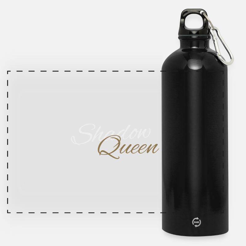 Shadow Queen Golden Cursive Script - Panoramic Drinks Bottle with Carabiner 750 ml - black