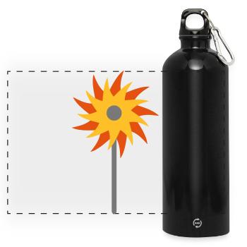 Windrad - Panorama Trinkflasche mit Karabiner 750 ml - Schwarz - Vorne