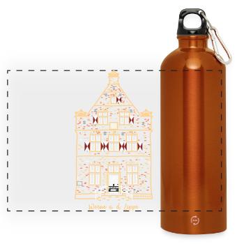 Werne, première maison en pierre emblématique, quartier d’Unna - Gourde panoramique avec mousqueton 750 ml - orange - Devant