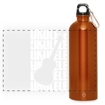 Ukulélé drôle - Gourde panoramique avec mousqueton 750 ml - orange - Devant