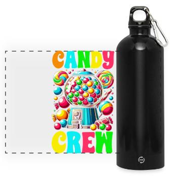 Candy Crew Decoration Candy Lover Sweet Tooth - Panoramic Drinks Bottle with Carabiner 750 ml - black - Front