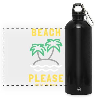 Plage, s’il te plaît, et laisse-moi me détendre - Gourde panoramique avec mousqueton 750 ml - noir - Devant