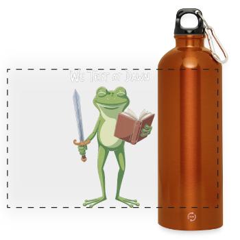 Dawn Quest Frog with Book - Panoramic Drinks Bottle with Carabiner 750 ml - burnt orange - Front
