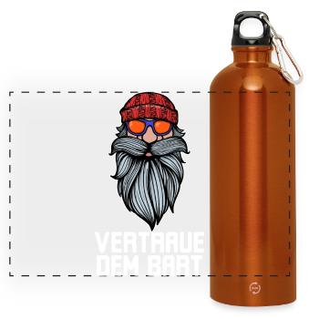 Humorous Beard Goatbeard Statement Beard Hairstyle - Panoramic Drinks Bottle with Carabiner 750 ml - burnt orange - Front