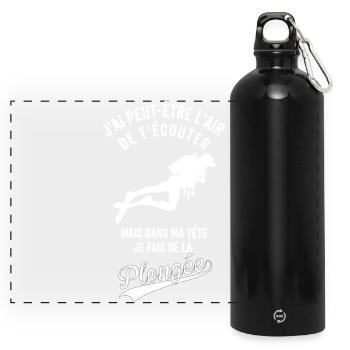 Plongée Humour dans Ma Tête Je fais de la Plongée - Gourde panoramique avec mousqueton 750 ml - noir - Devant