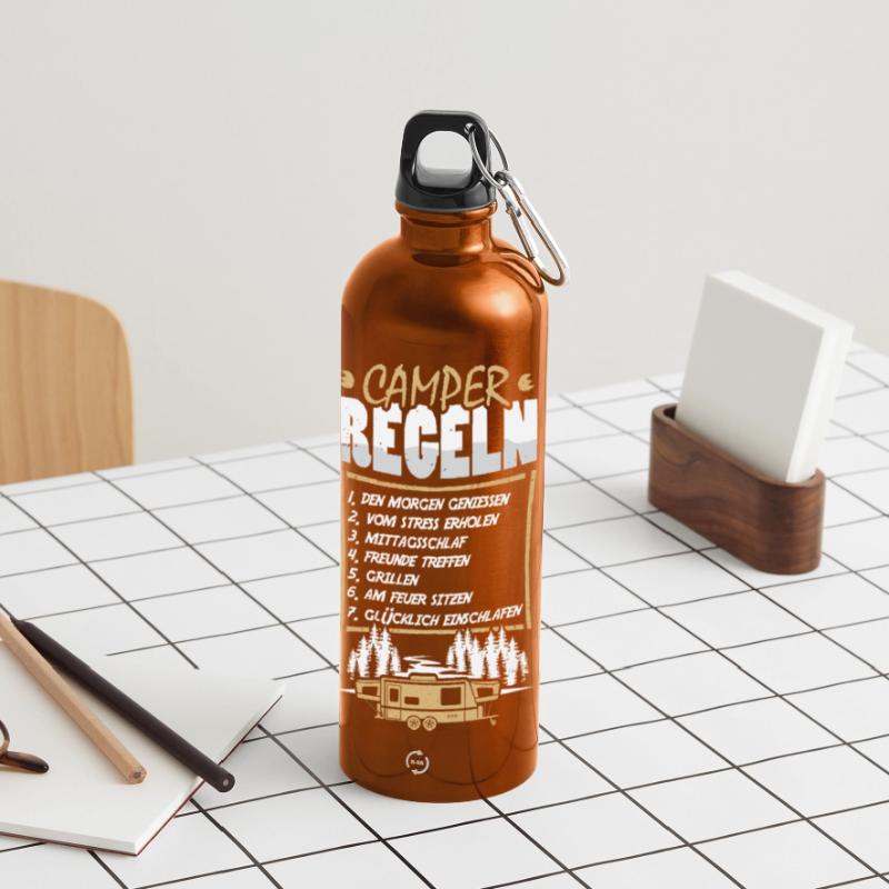 Camper Camping Wohnwagen Spruch Panorama Trinkflasche mit Karabiner 750 ml